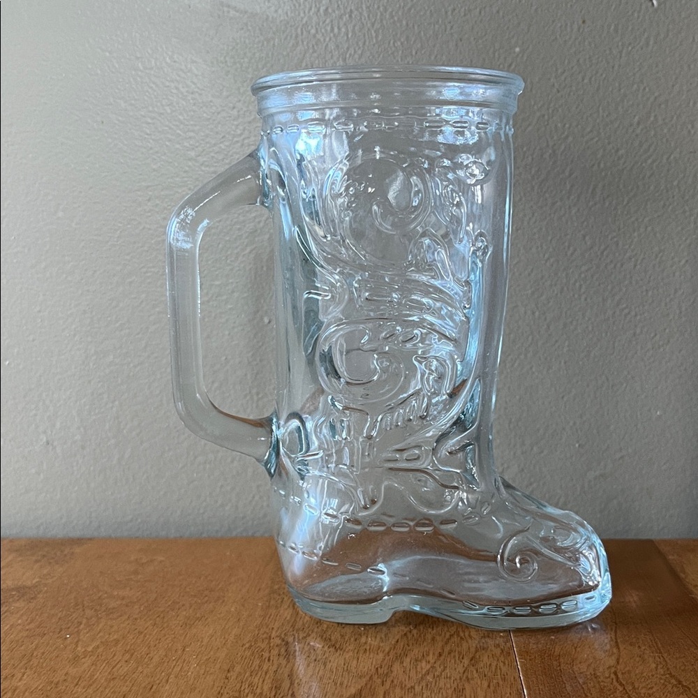 Vintage Clear Glass Cowboy Boot Mug